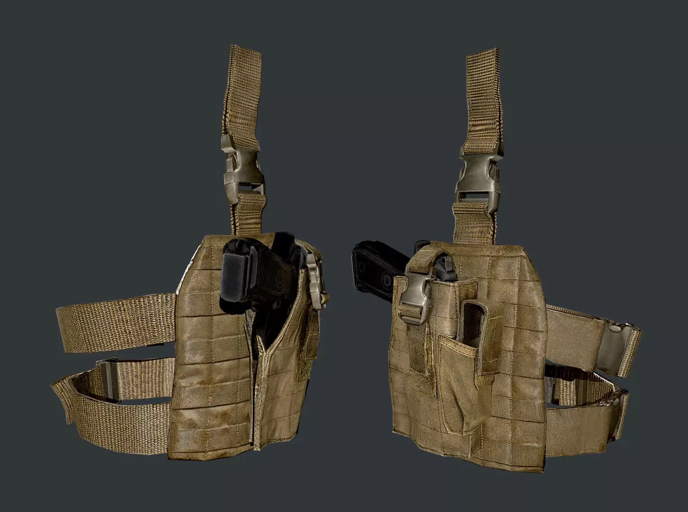 Military Police Gun Holster Game Ready 01 Low-poly 3D model
