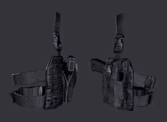 Military Police Gun Holster Game Ready 02 Low-poly 3D model
