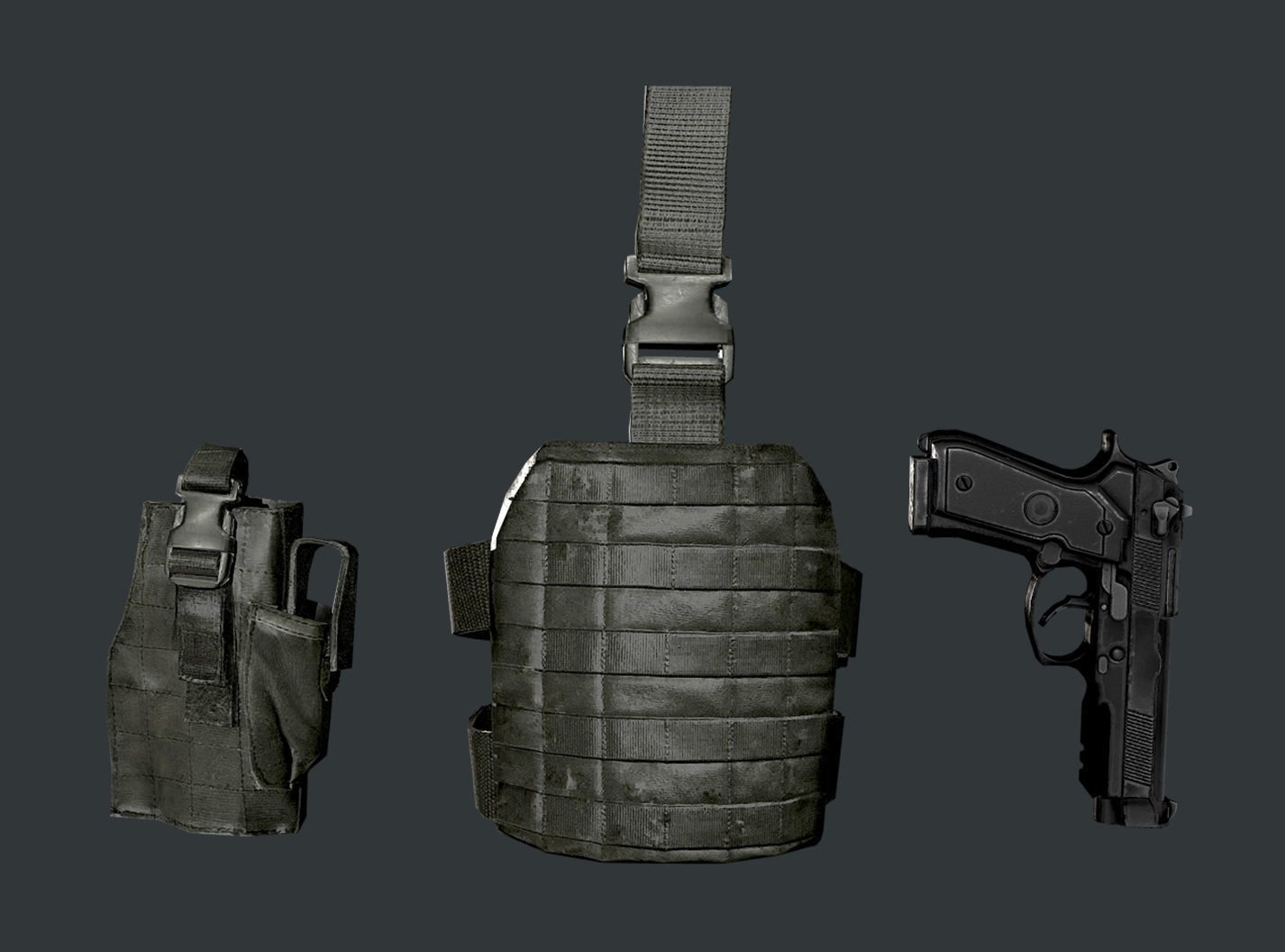 Military Police Gun Holster Game Ready 03 Low-poly 3D model_1
