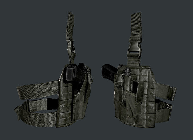 Military Police Gun Holster Game Ready 03 Low-poly 3D model