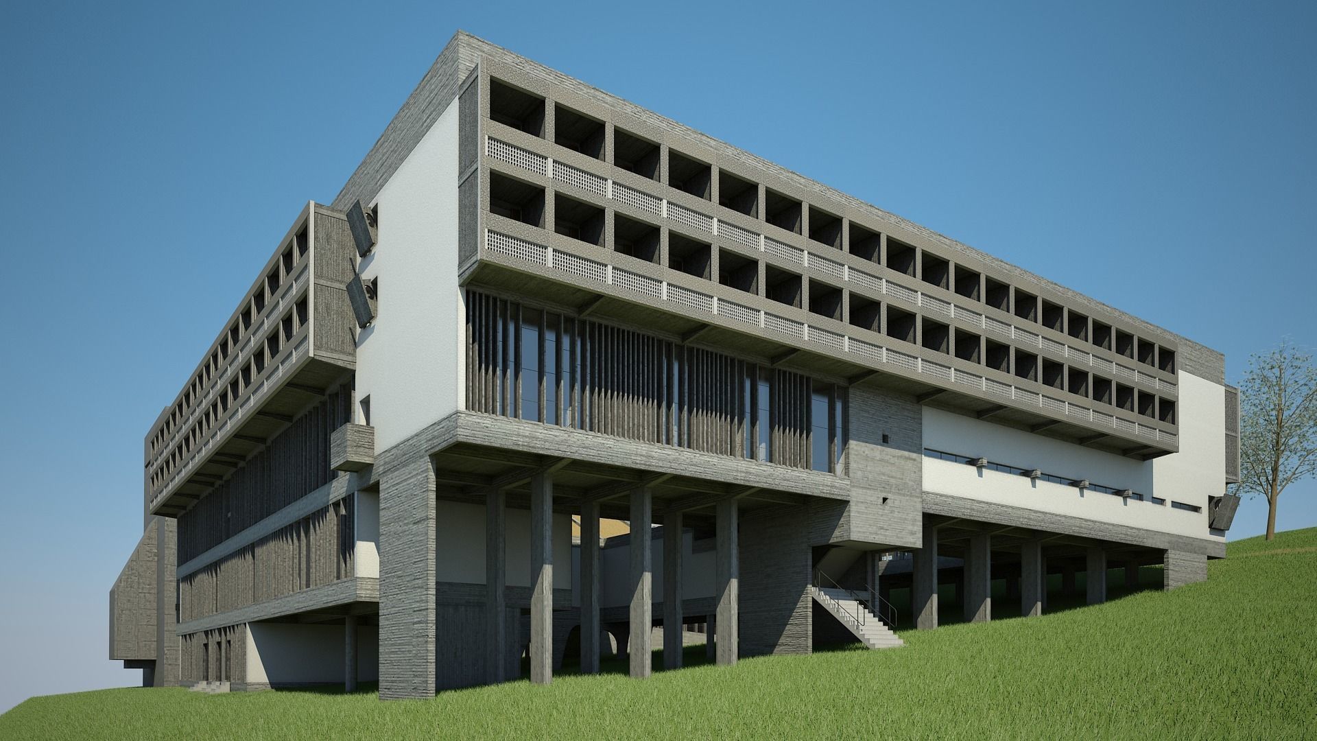 Convent La Tourette 3D model_1