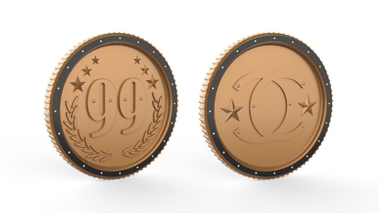 Coins gold coin Low-poly 3D model_1