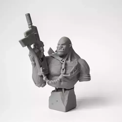 CYBORC bust of man holding gun