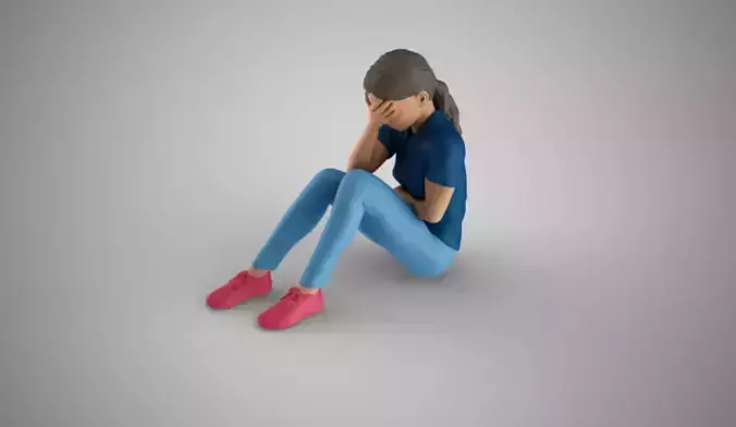 Young Girl Covering Face 3D print model