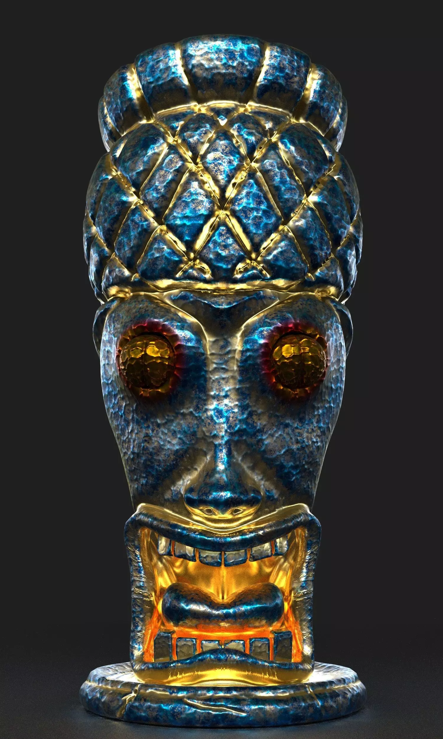 Tiki Totem 4 metal sculpt Free low-poly 3D model