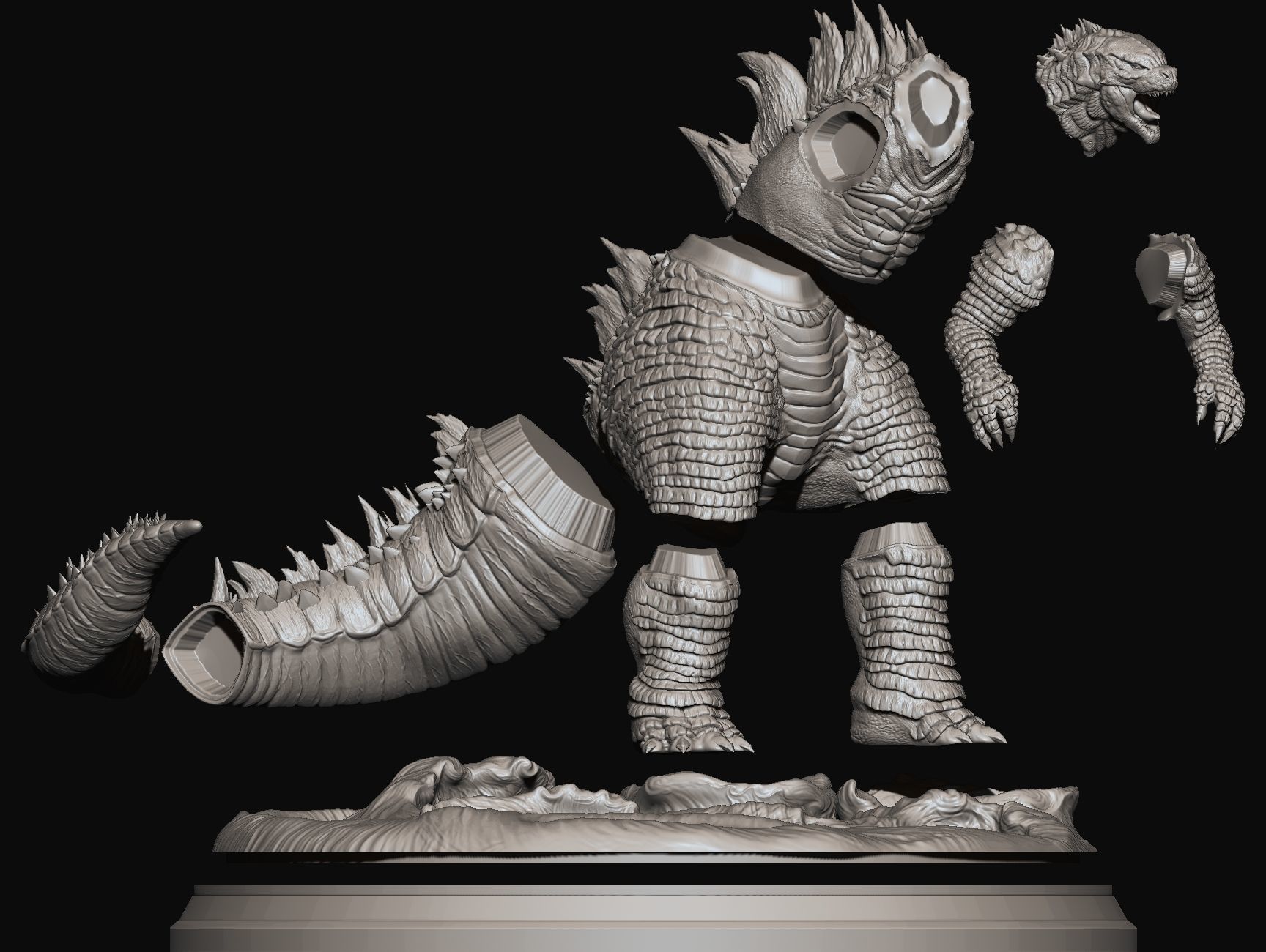 Godzilla for 3dprint 3D print model_3