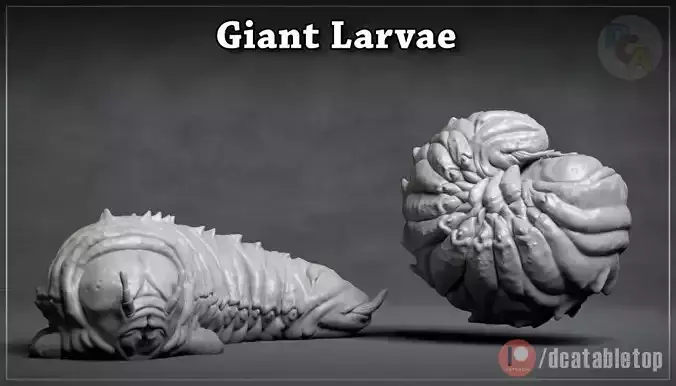 Giant Larvae - 3D Printable Character - 2 Poses 3D print model