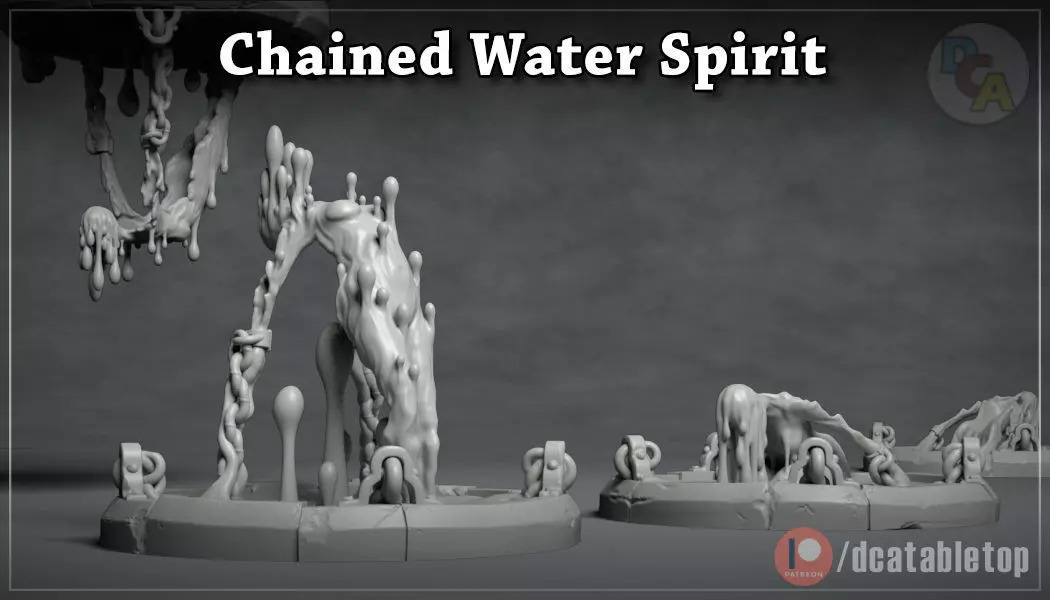 Chained Water Spirit - 3D Printable Character - 2 Poses 3D print model