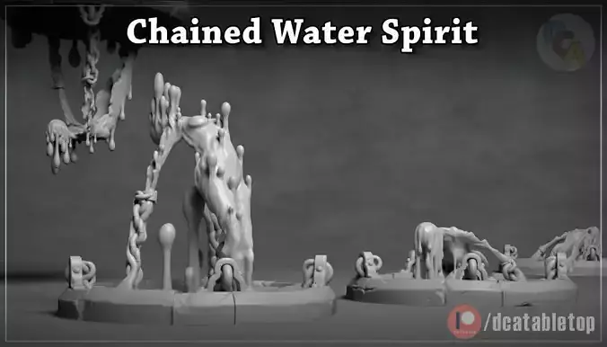 Chained Water Spirit - 3D Printable Character - 2 Poses