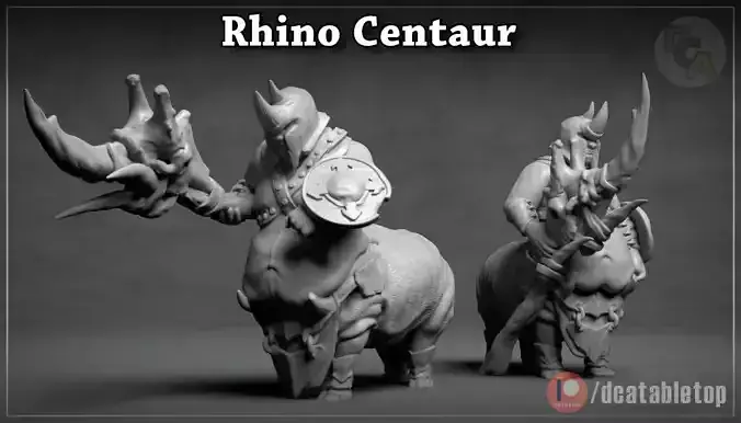 Rhino Centaur - 3D Printable Character - 2 Poses