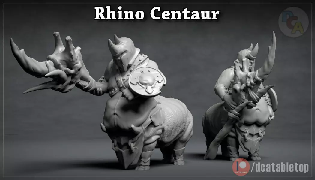 Rhino Centaur - 3D Printable Character - 2 Poses 3D print model_0