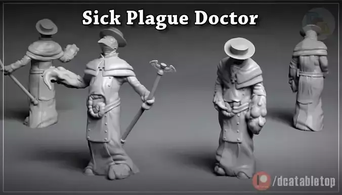 Corrupted Plague Doctor - 3D Printable Character -  2 Poses 3D print model