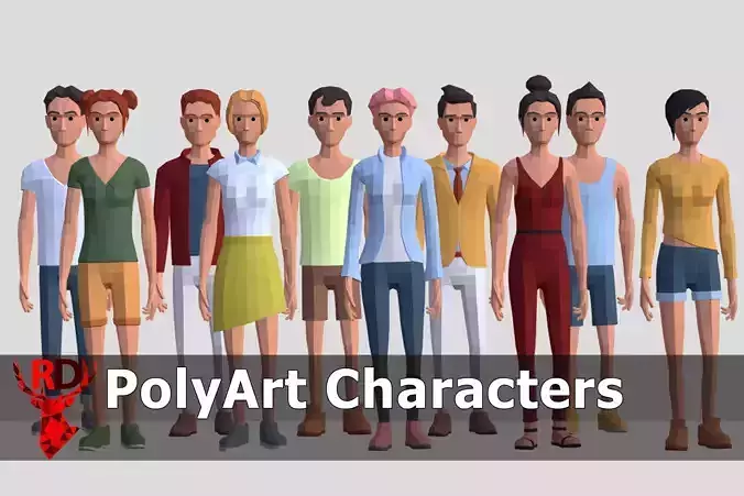 Low Poly Characters  Low-poly 3D model