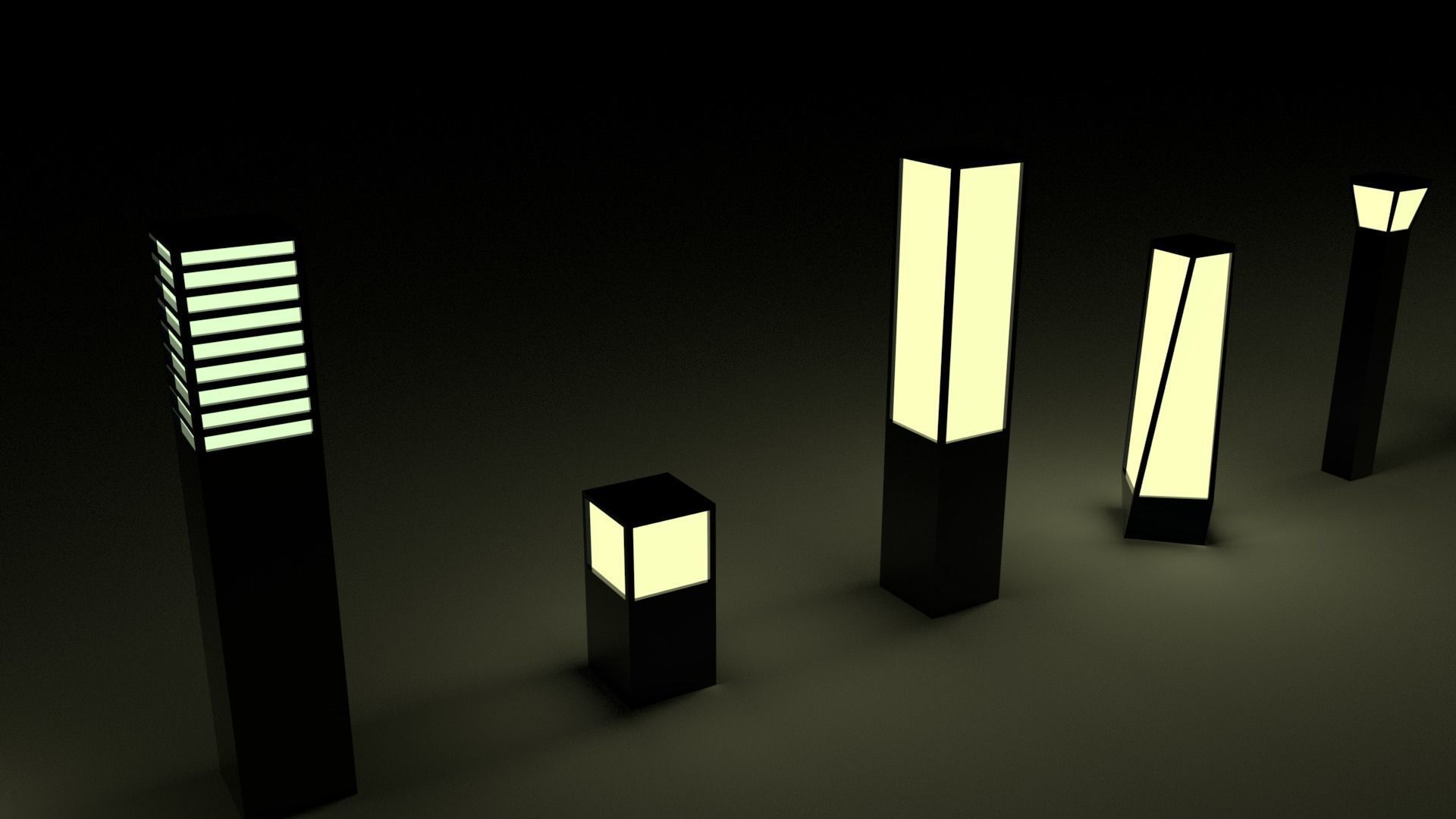 Garden Light Pack Low-poly 3D model_4