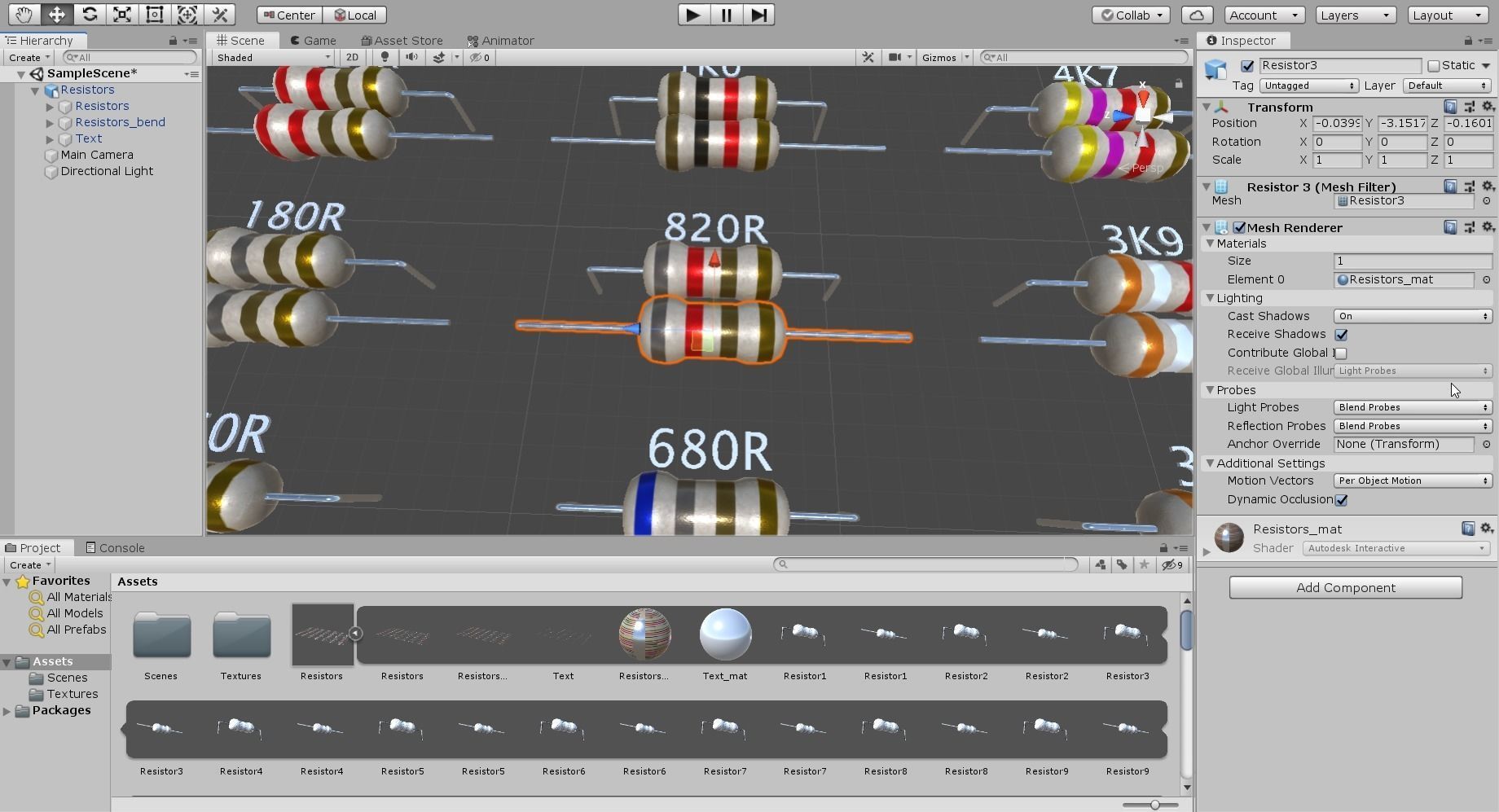 Set of Resistors Low-poly 3D model_25
