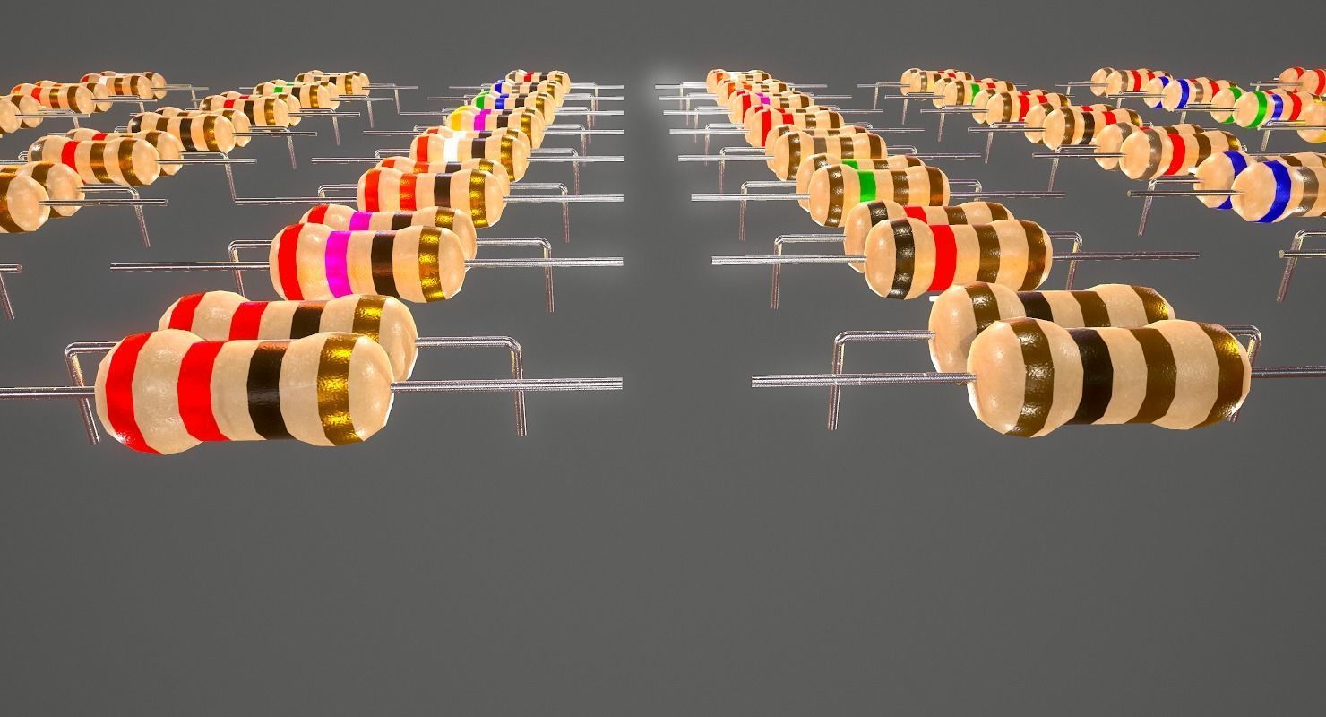 Set of Resistors Low-poly 3D model_12