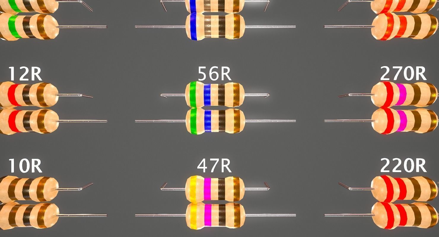 Set of Resistors Low-poly 3D model_15