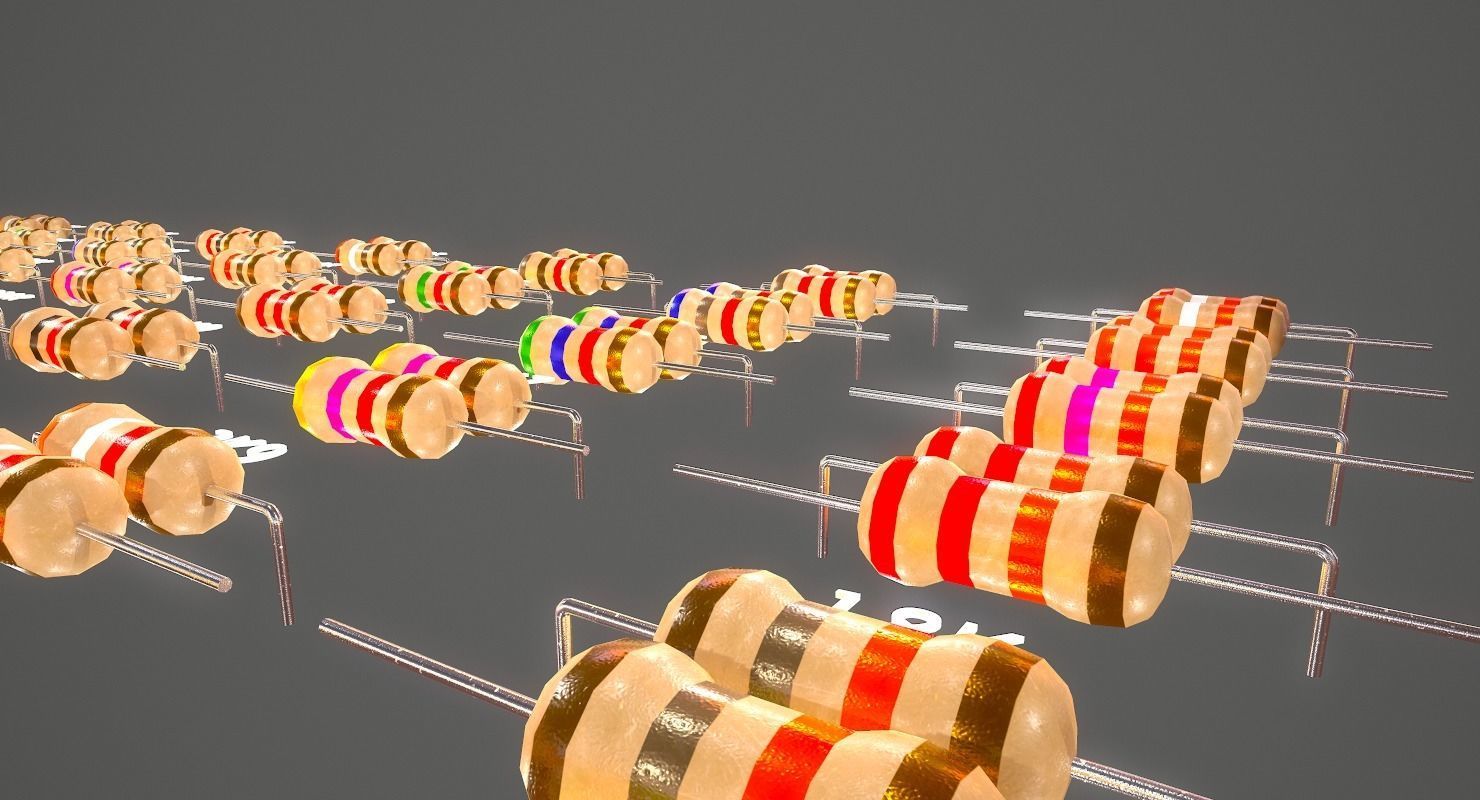Set of Resistors Low-poly 3D model_16