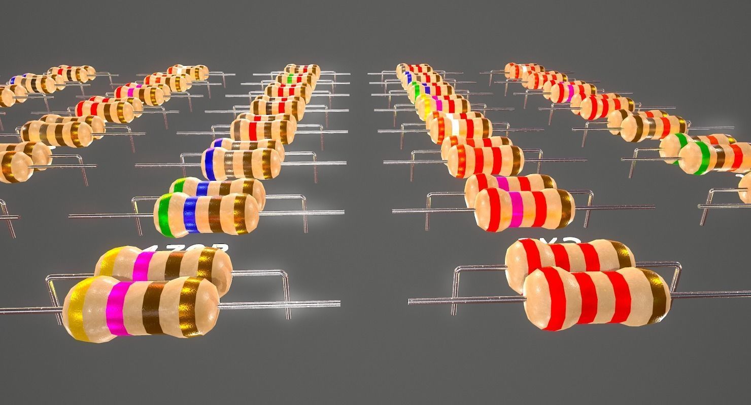 Set of Resistors Low-poly 3D model_13