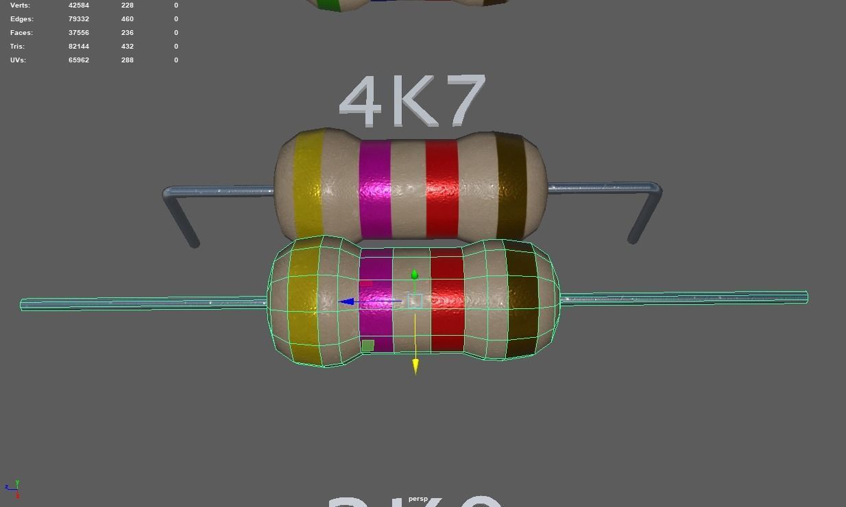 Set of Resistors Low-poly 3D model_5