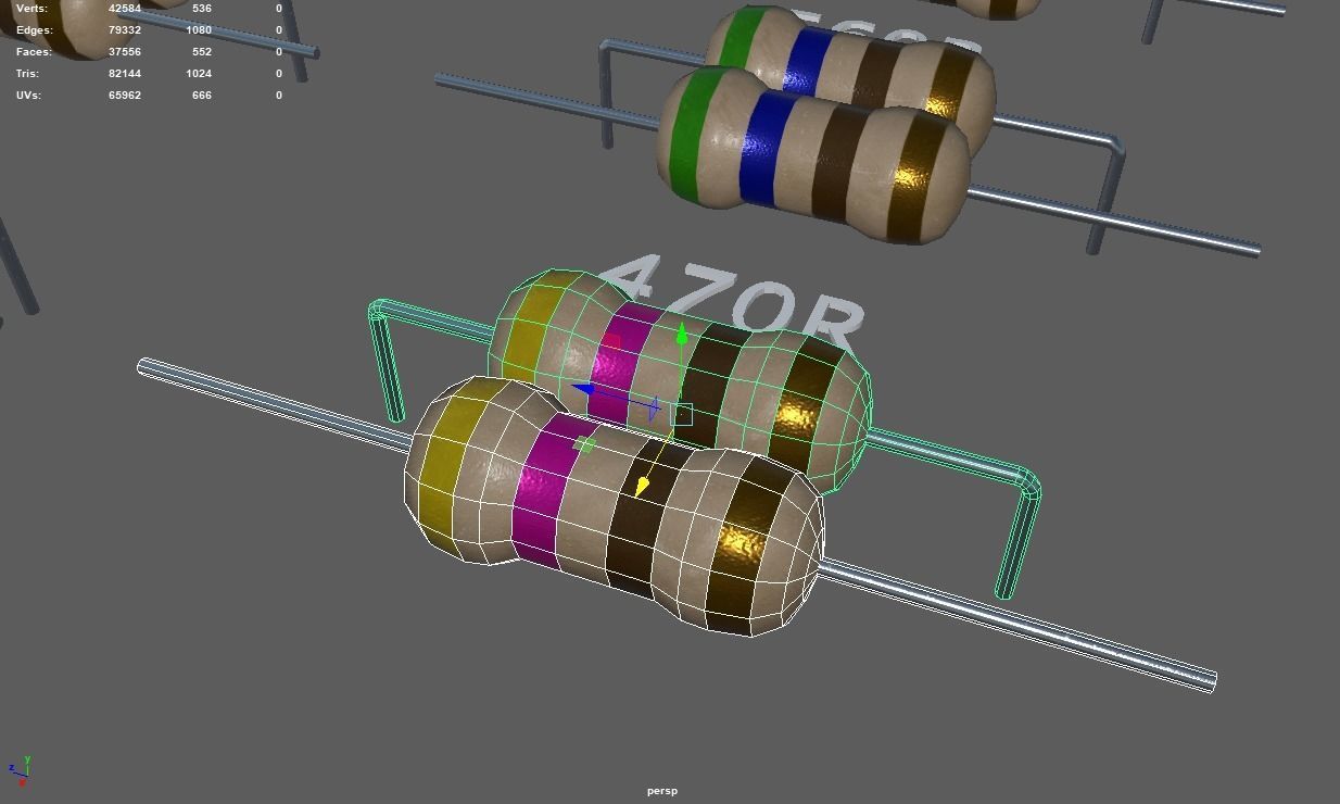 Set of Resistors Low-poly 3D model_7
