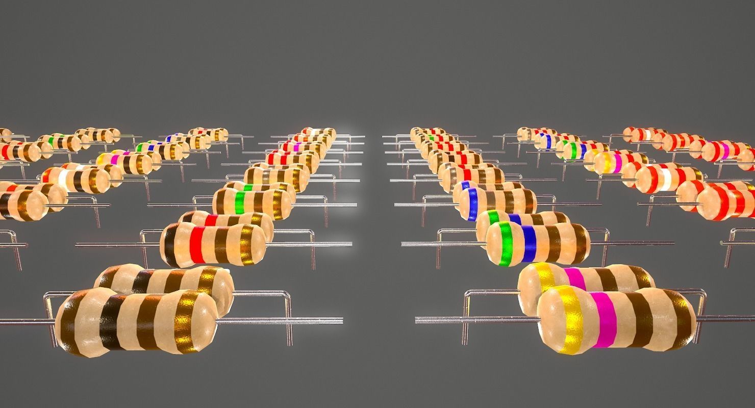 Set of Resistors Low-poly 3D model_2