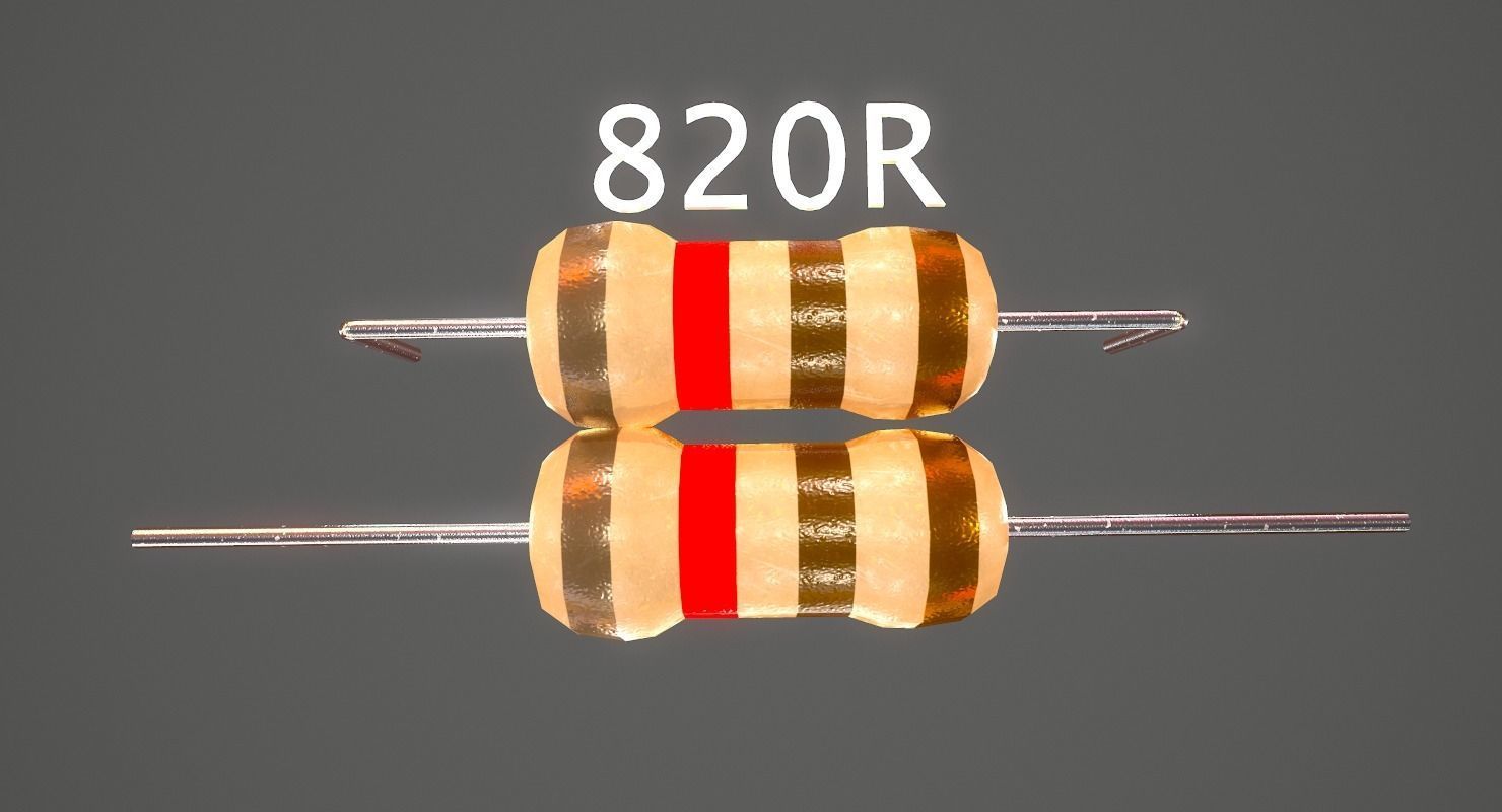Set of Resistors Low-poly 3D model_19