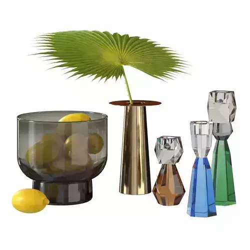 BoConcept decorative set with vase candleholders and lemons
