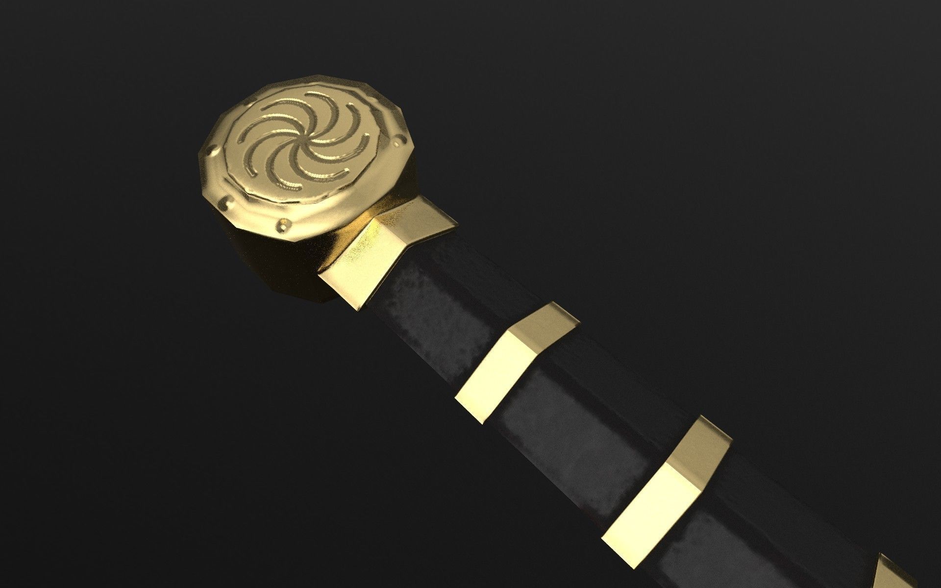 Medieval celtic sword Low-poly 3D model_1