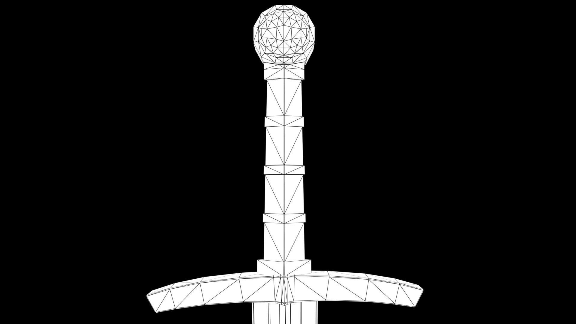 Medieval celtic sword Low-poly 3D model_5