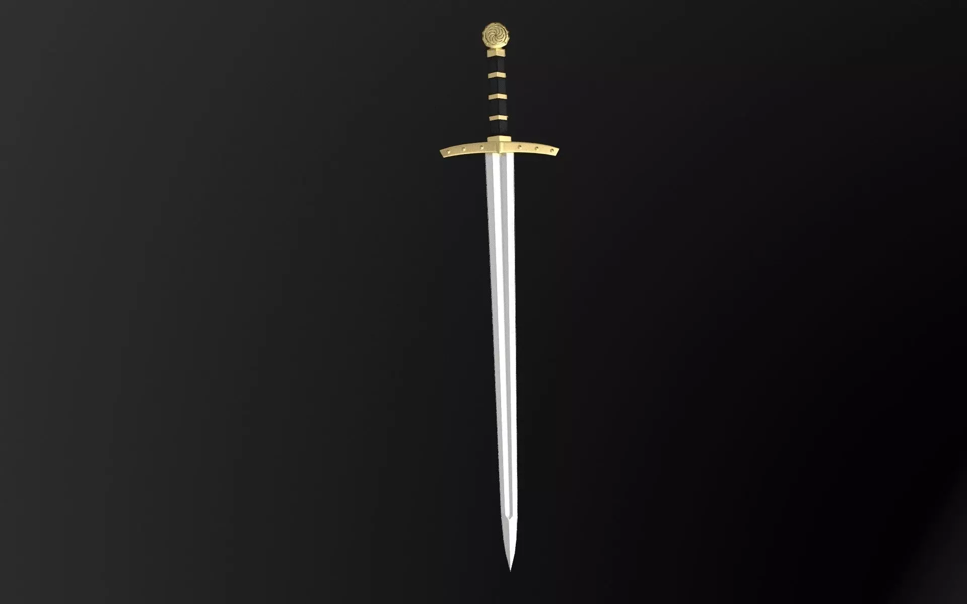 Medieval celtic sword Low-poly 3D model_0