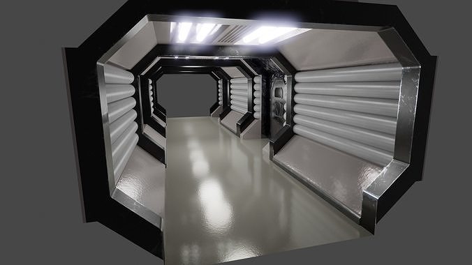Sci-fi Corridor Retro Low-poly 3D model