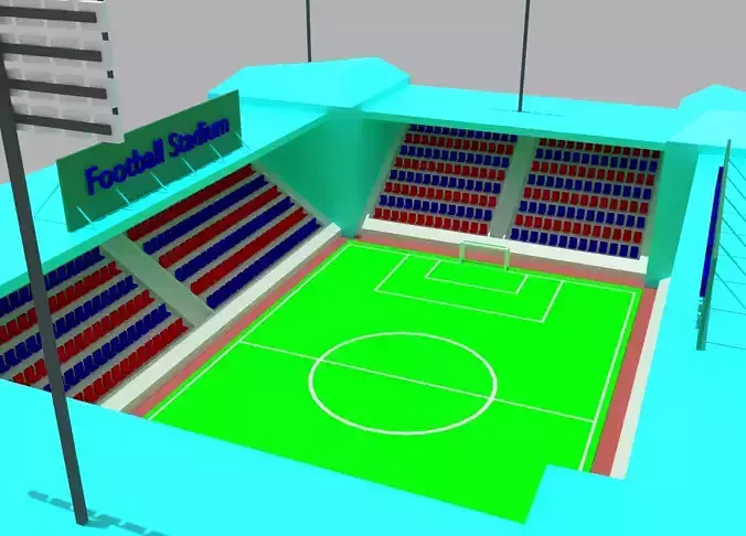 Low Poly Simple Cartoon Football Stadium 