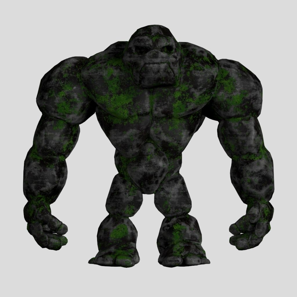 Stone Golem Rock Monster 3D Character Low-poly 3D model_1