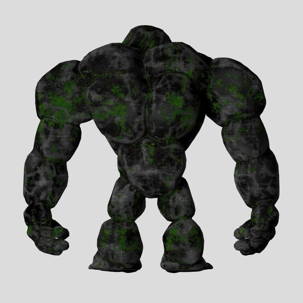 Stone Golem Rock Monster 3D Character Low-poly 3D model_3