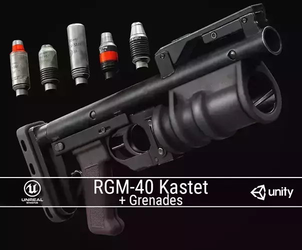 PBR Russian RGM-40 Kastet and GP-25 Grenades Low-poly 3D model