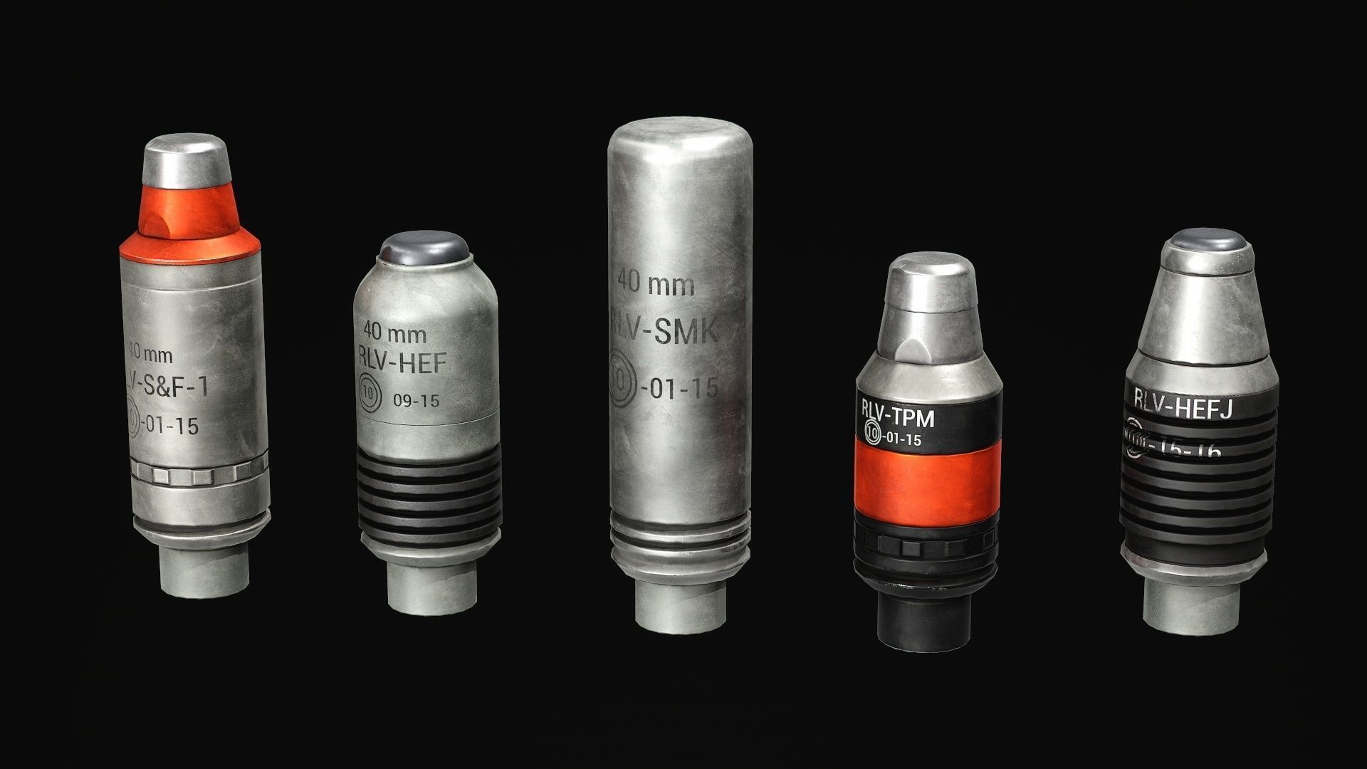 PBR Russian RGM-40 Kastet and GP-25 Grenades Low-poly 3D model_5