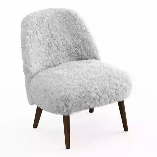 Sheepskin Fur White Armchair 3D model