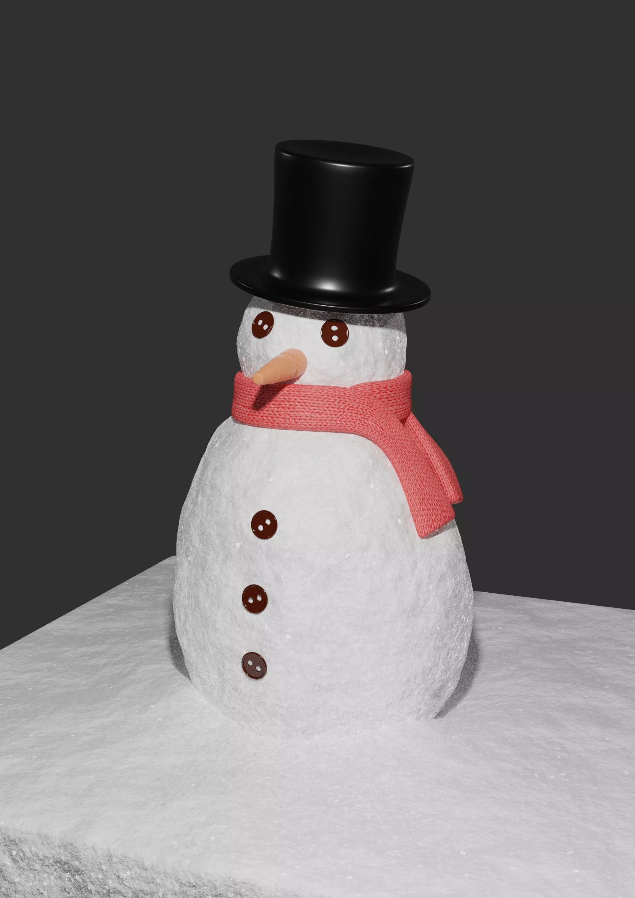 Snowman wearing top hat and scarf Free low-poly 3D model