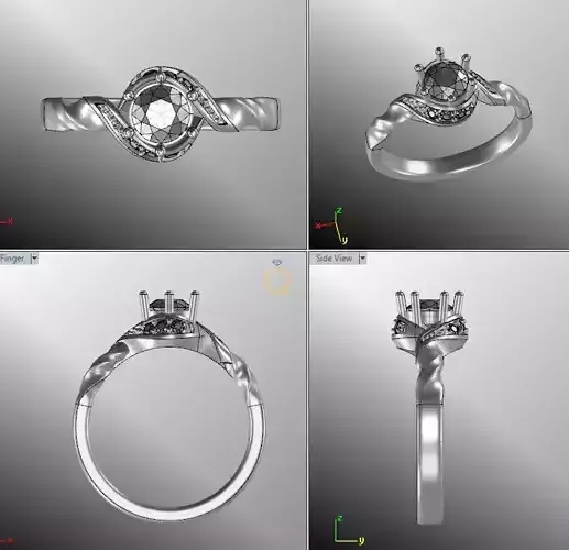 jewelery engagement ring with stone and diamonds