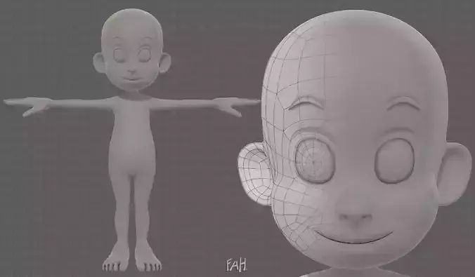Base mesh boy character V13