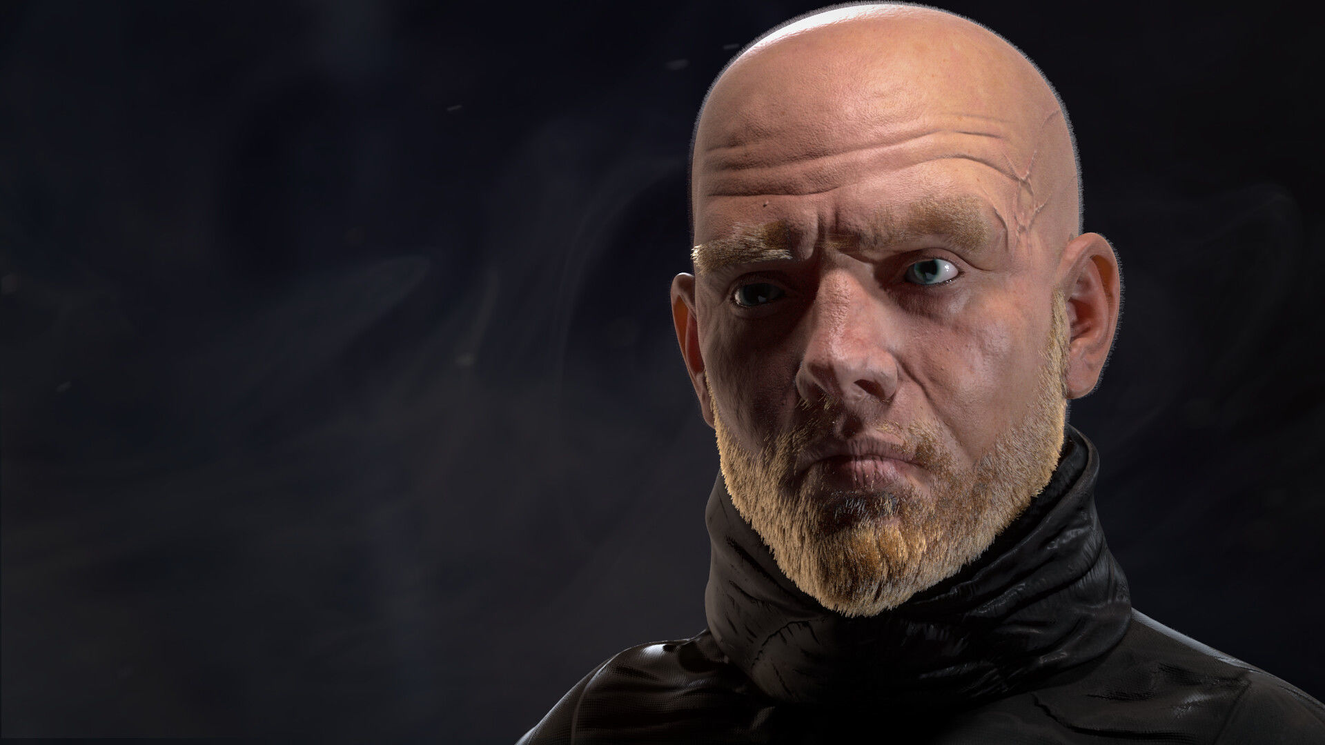 Game Ready Soldier bald man in vest Low-poly 3D model_1