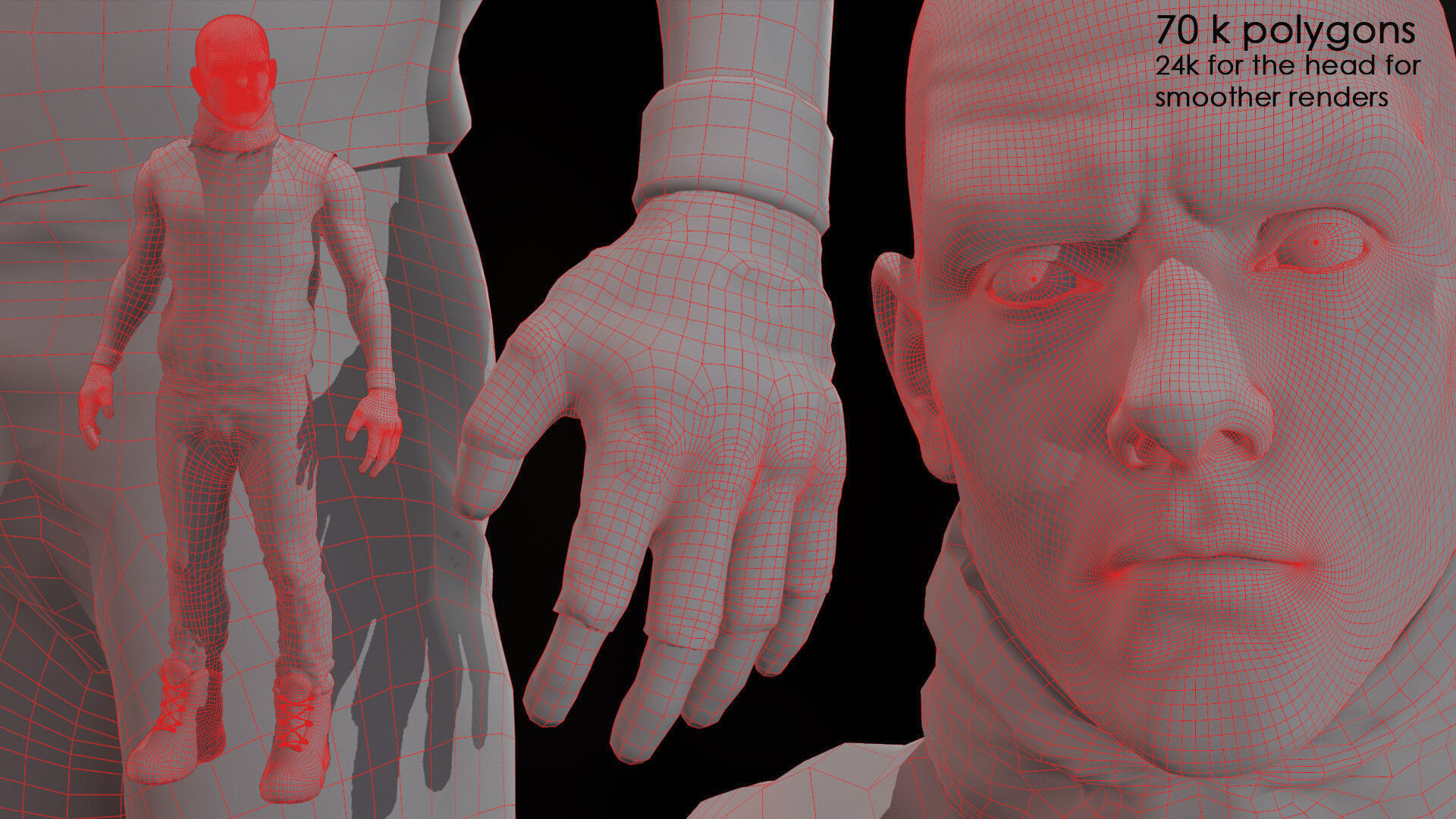 Game Ready Soldier bald man in vest Low-poly 3D model_6