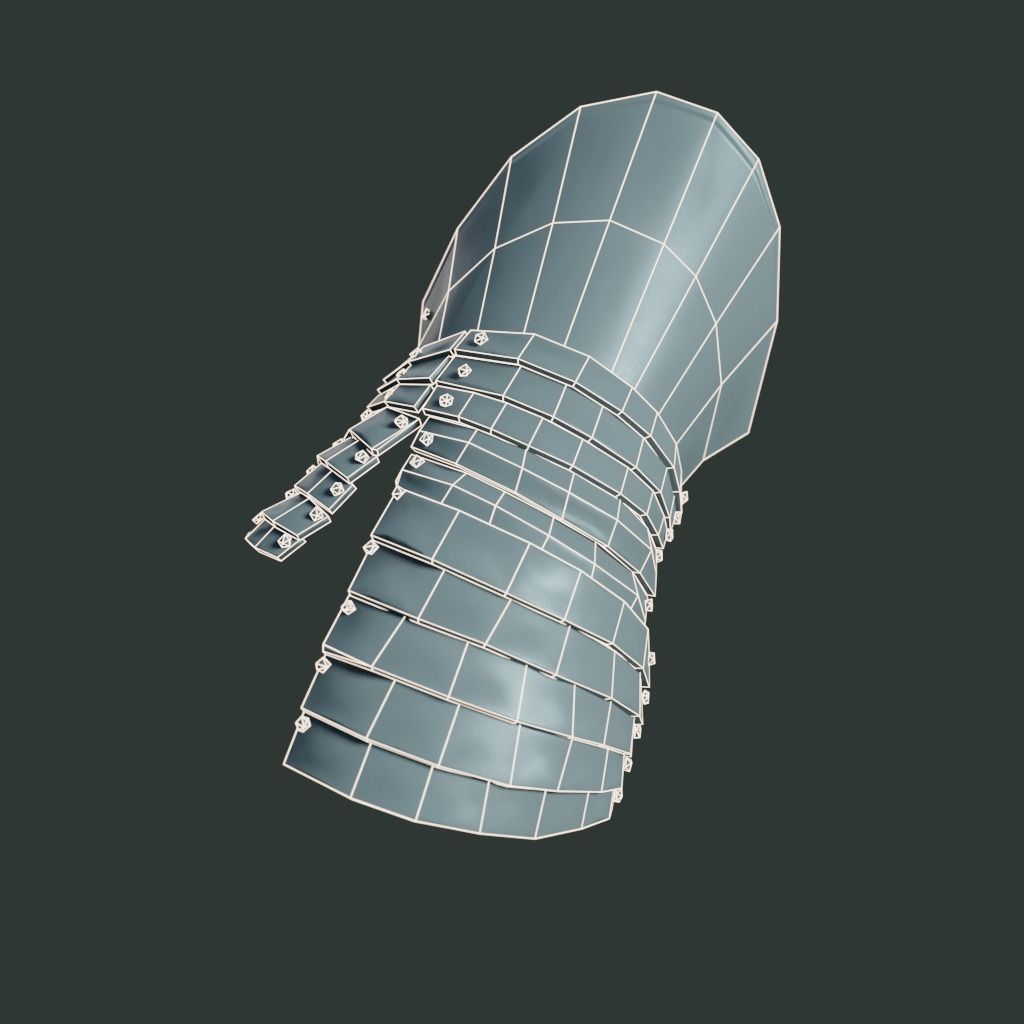 Medieval armor parts 002 - glove Low-poly 3D model_5