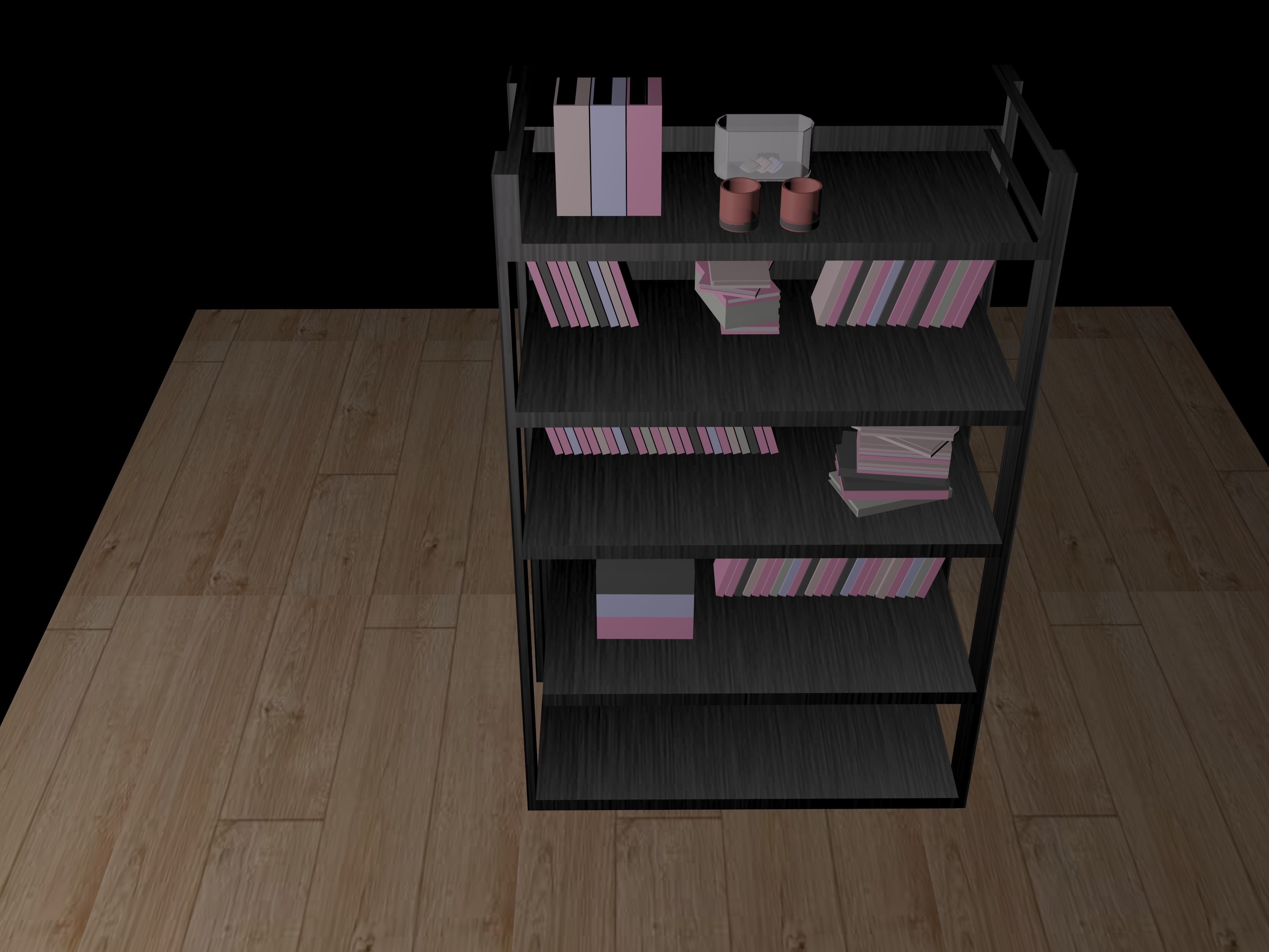 Wood Bookcase 3D model_3