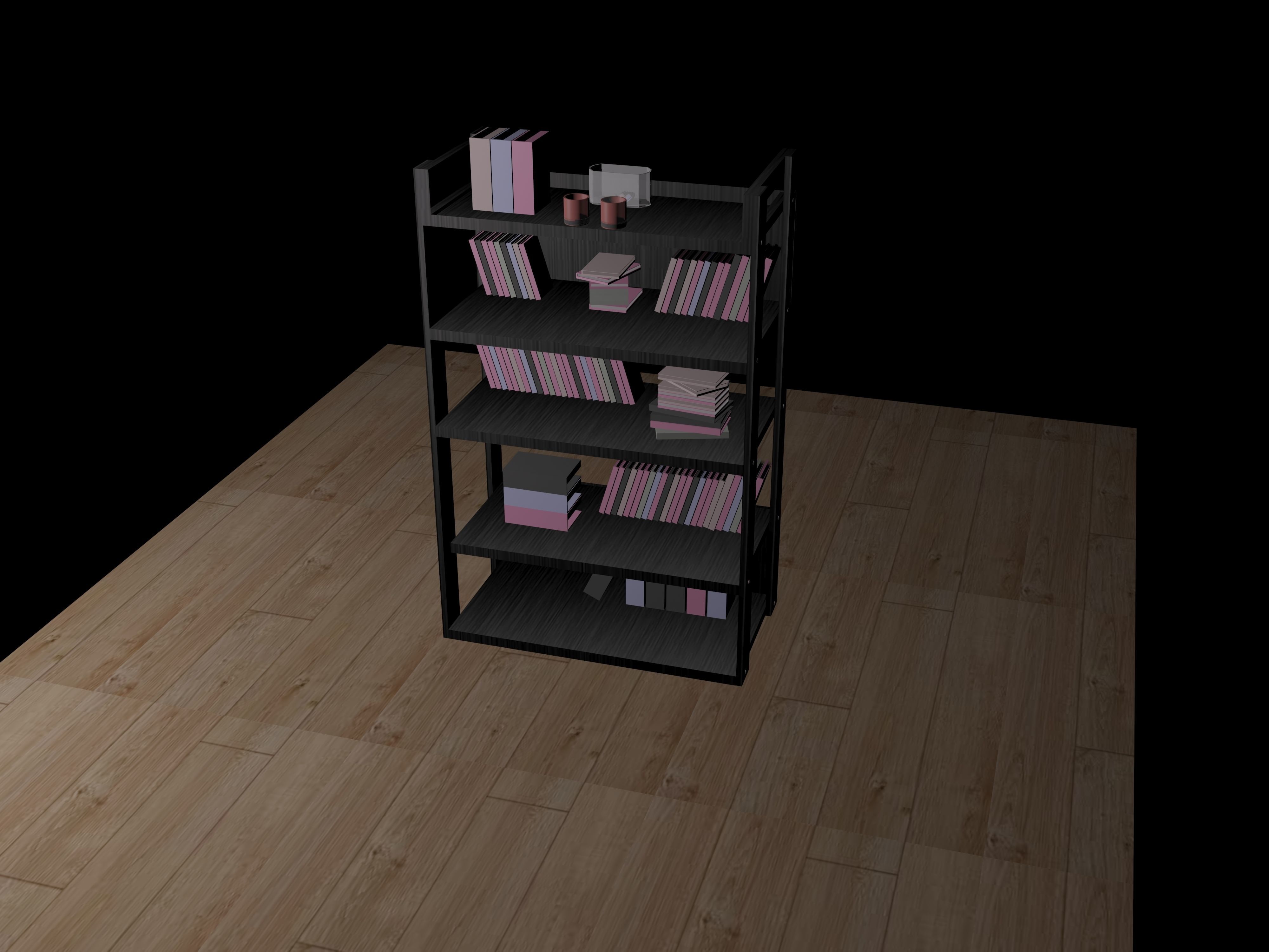 Wood Bookcase 3D model_1