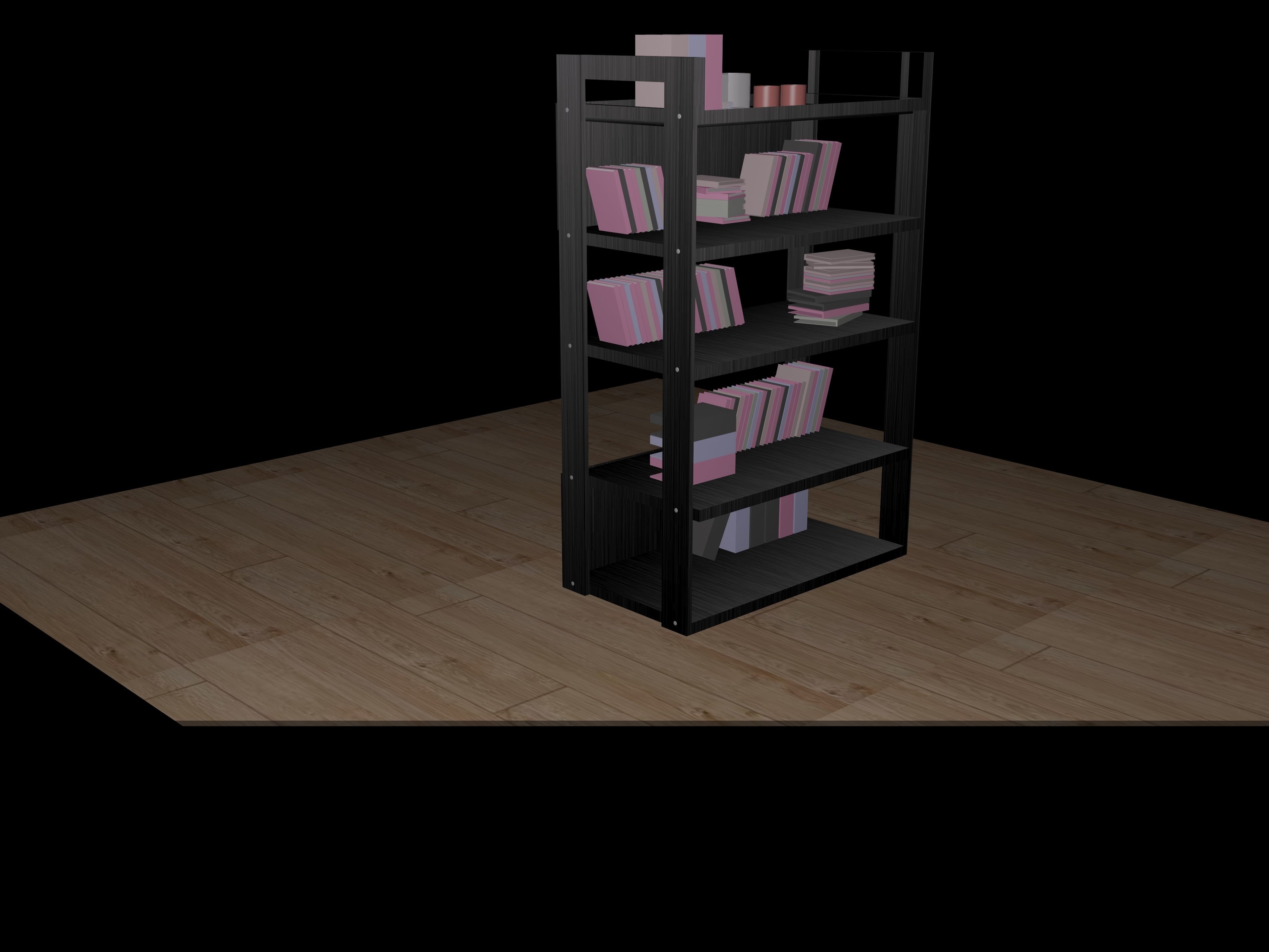 Wood Bookcase 3D model_2