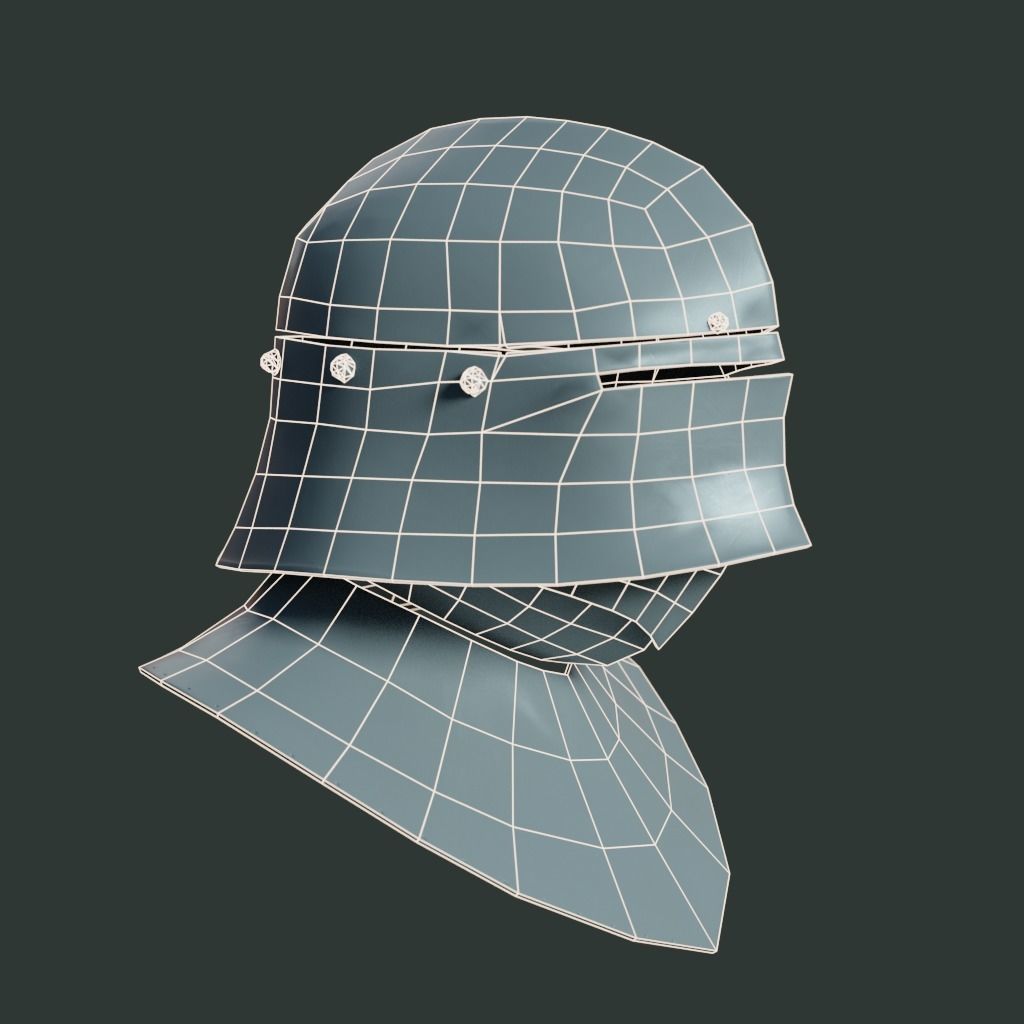 Medieval armor parts 002 - helmet Low-poly 3D model_7