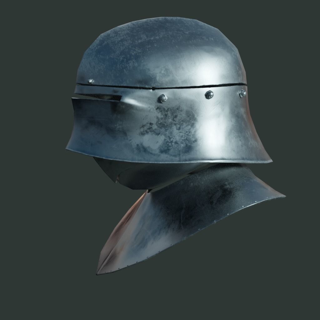 Medieval armor parts 002 - helmet Low-poly 3D model_1