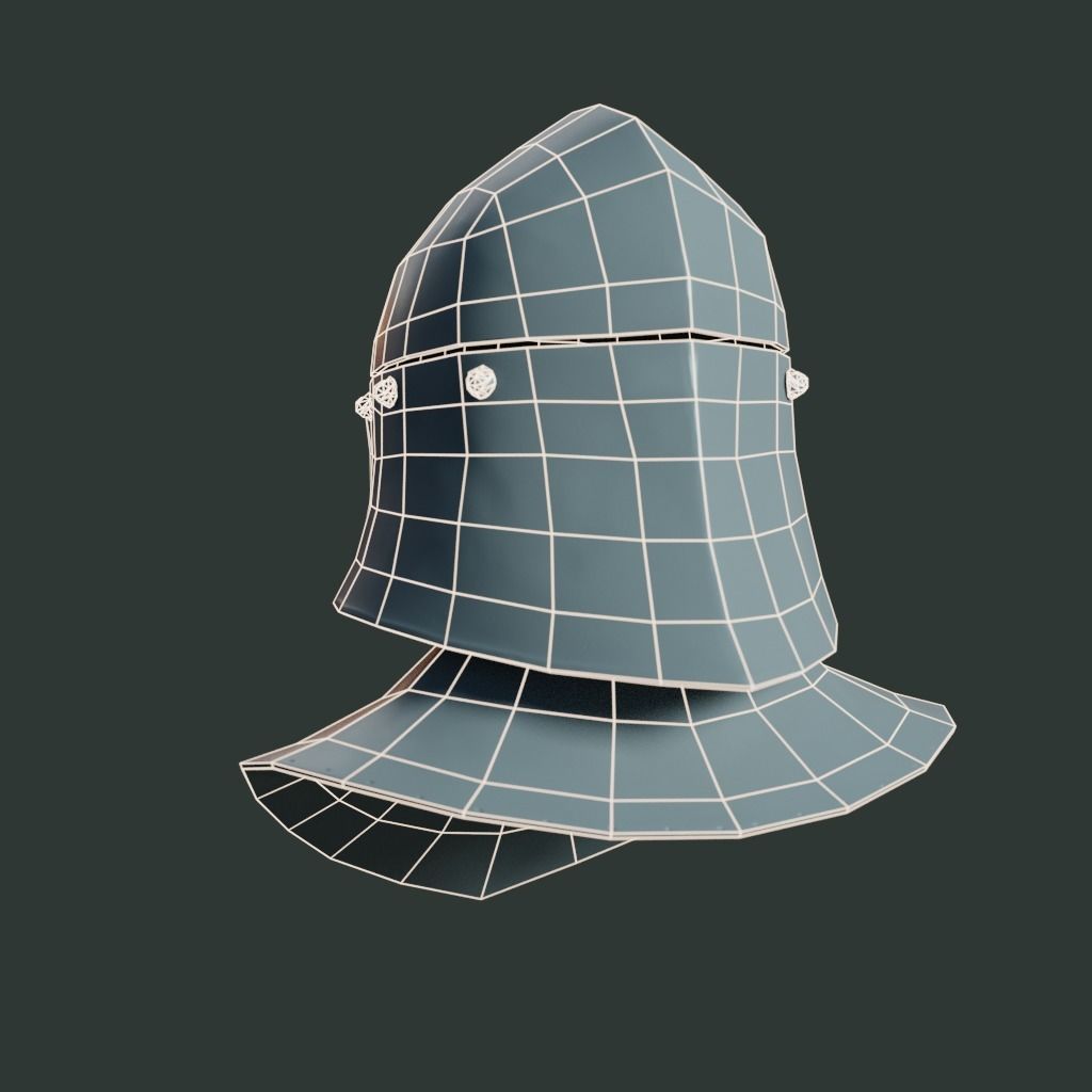 Medieval armor parts 002 - helmet Low-poly 3D model_6